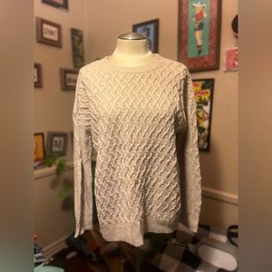 Women’s St. John’s Bay Cream Colored Diamond Motif Sweater, L